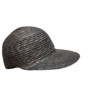 Ladies Saks Fifth Ave Woven‎ Straw Hat with Brim Black and Brown